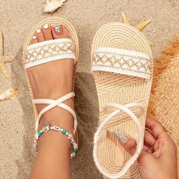 Strap Low Heel Sandals With Exposed Heels For Women Beach Sandals - Picture 1 of 6